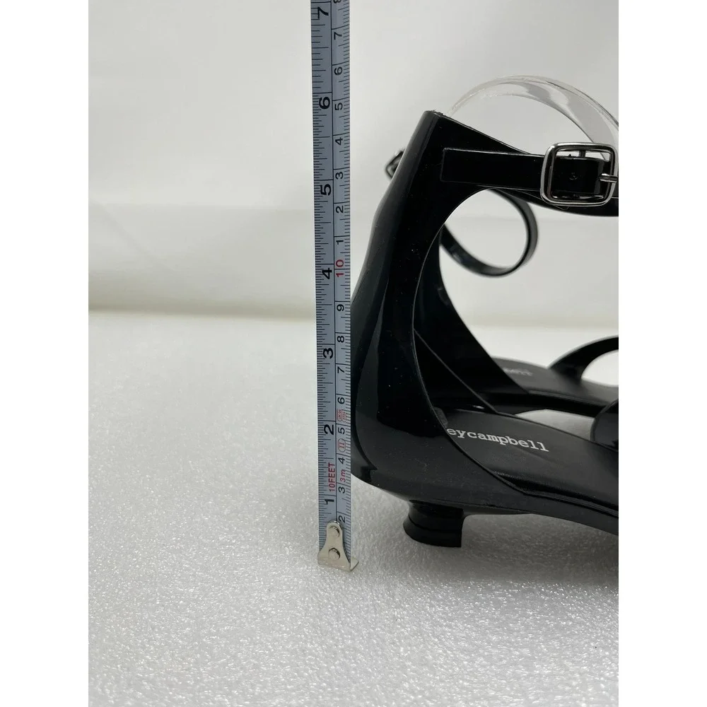 Jeffrey Campbell Womens 10 Black Jelly Sandals Kitten Heel  Ankle Strap